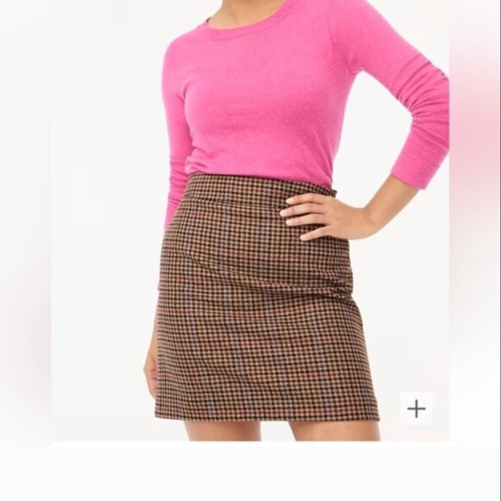 J. Crew Factory Houndstooth Wool Blend Mini Skirt